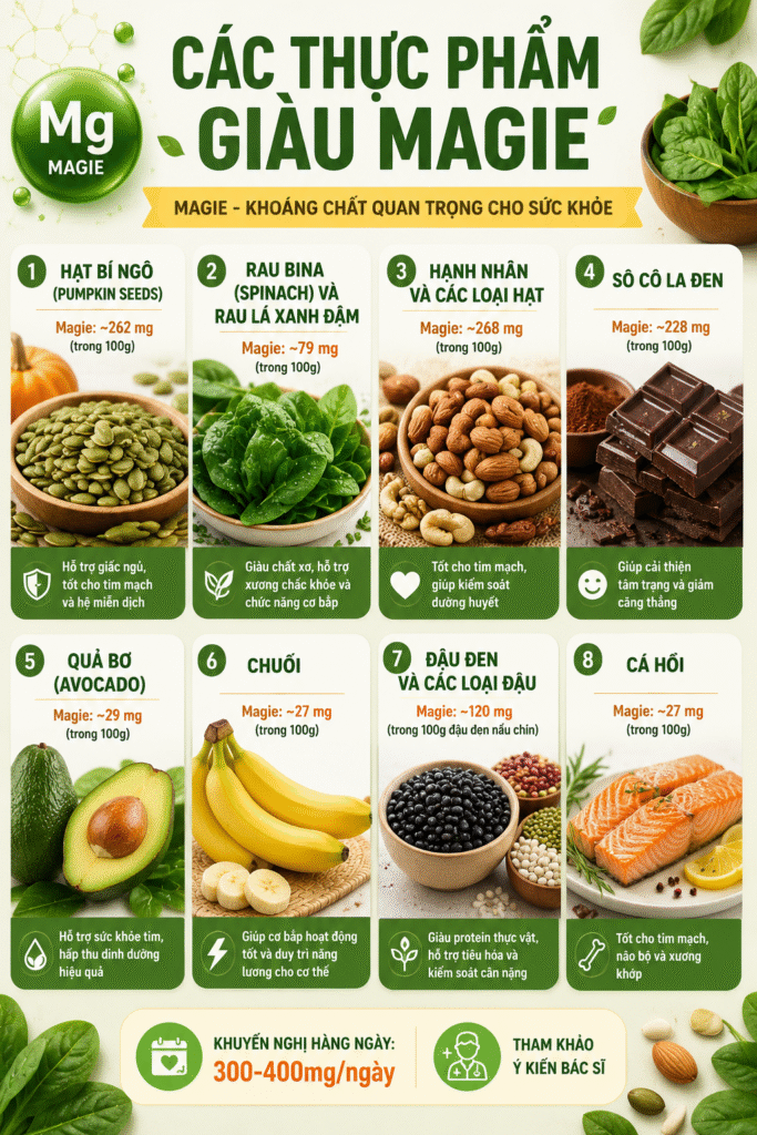 Các thực phẩm giàu Magie